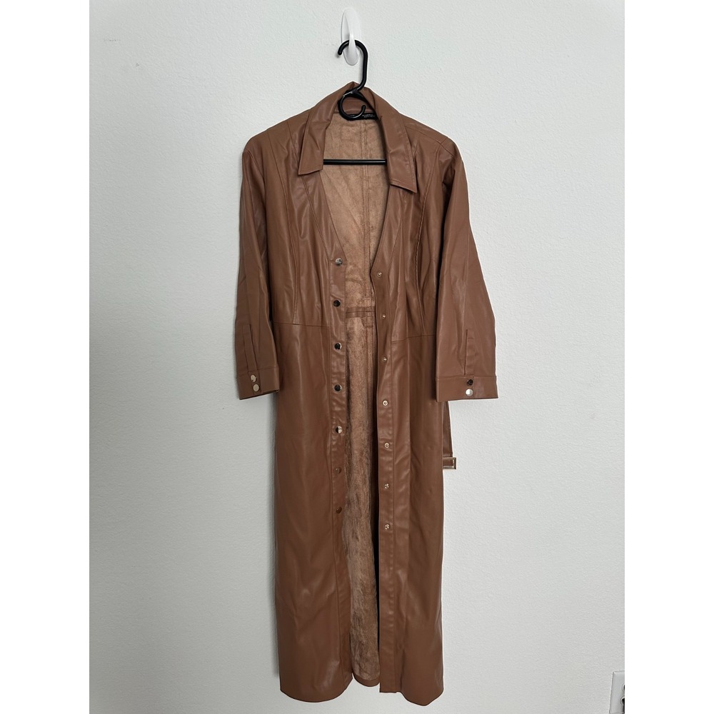 NWOT ZARA Faux Leather Belted Midi Shirt Dress XXL